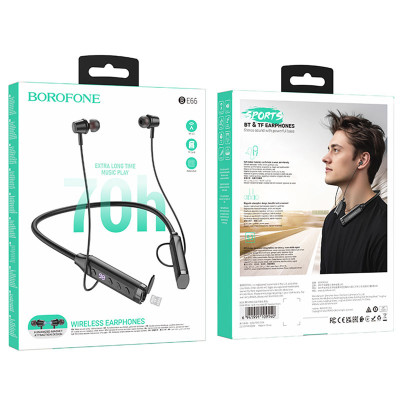 Бездротові спортивні навушники BOROFONE BE66 Motor neck-mounted BT headset Black