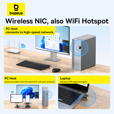 Адаптер Baseus FastJoy Series WiFi Adapter 300Mbps Cluster Black Адаптер Baseus FastJoy Series WiFi Adapter 300Mbps Cluster Black