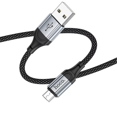 Кабель HOCO X102 USB to Micro 2.4A, 1m, nylon, aluminum connectors, Black Кабель HOCO X102 USB to Micro 2.4A, 1m, nylon, aluminum connectors, Black