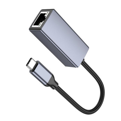 Мережевий адаптер HOCO UA37 Type-C ethernet adapter (1000 Mbps) Metal Gray