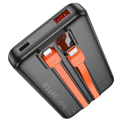 Зовнішній акумулятор HOCO J119 Sharp charger 22.5W+PD20 fully compatible power bank with digital display and cable(10000mAh) Black