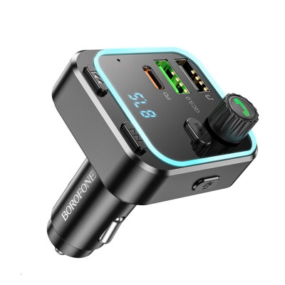 АЗП з FM-модулятором BOROFONE BC53 Highway PD20W+QC3.0 car BT FM transmitter 18W Black АЗП з FM-модулятором BOROFONE BC53 Highway PD20W+QC3.0 car BT FM transmitter 18W Black