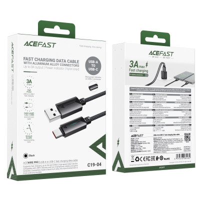 Кабель ACEFAST C19-04 USB-A to USB-C  fast charging data cable Black