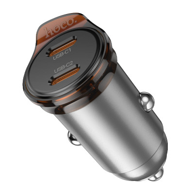 Автомобільний зарядний пристрій HOCO NZ16B Rigorous PD45W(2C) car charger Metal Grey Автомобільний зарядний пристрій HOCO NZ16B Rigorous PD45W(2C) car charger Metal Grey