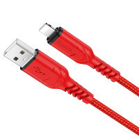 Кабель HOCO X59 USB to iP 2.4A, 1m, nylon, TPE connectors, Red Кабель HOCO X59 USB to iP 2.4A, 1m, nylon, TPE connectors, Red
