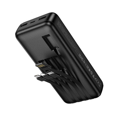 Зовнішній акумулятор HOCO J163A Wonderful power bank with 4 cables(20000mAh) Black