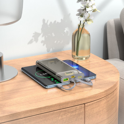 Внешний аккумулятор HOCO J104 Discovery edition 22.5W fully compatible power bank with cable(10000mAh) Gray