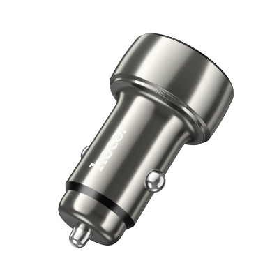 Автомобільний зарядний пристрій HOCO Z50 Leader 48W dual-port PD30W+QC3.0 car charger with digital display Metal Grey Автомобільний зарядний пристрій HOCO Z50 Leader 48W dual-port PD30W+QC3.0 car charger with digital display Metal Grey
