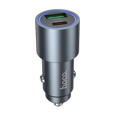 Автомобільний зарядний пристрій HOCO Z60 Bloom 48W dual-port PD30W+QC3.0 multi-protocol car charger Metal Gray Автомобільний зарядний пристрій HOCO Z60 Bloom 48W dual-port PD30W+QC3.0 multi-protocol car charger Metal Gray