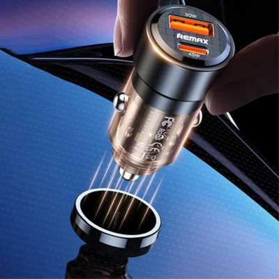 Автомобільний зарядний пристрій REMAX Walking Series 75W PD+QC 1C+1A Fast Car Charger RCC360 Black Автомобільний зарядний пристрій REMAX Walking Series 75W PD+QC 1C+1A Fast Car Charger RCC360 Black