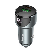 Автомобільний зарядний пристрій HOCO Z42 Light road dual port digital display PD20W+QC3.0 car charger Metal Gray Автомобільний зарядний пристрій HOCO Z42 Light road dual port digital display PD20W+QC3.0 car charger Metal Gray