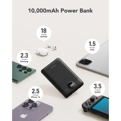 Внешний аккумулятор VEGER 10000 mAh with built-in cables Type C / Lightning PD QC3.0 2A 22,5W C11 (W1170) black