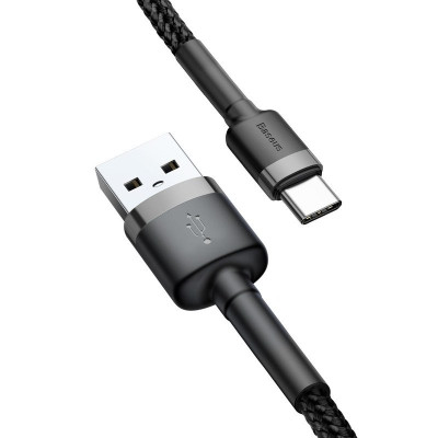 Кабель Baseus Cafule Cable USB For Type-C 3A 2m Gray+Black Кабель Baseus Cafule Cable USB For Type-C 3A 2m Gray+Black