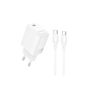 Мережевий зарядний пристрій з кабелем BOROFONE BN26 Fuente single-port PD20W charger set (C to C) (EU) White Мережевий зарядний пристрій з кабелем BOROFONE BN26 Fuente single-port PD20W charger set (C to C) (EU) White