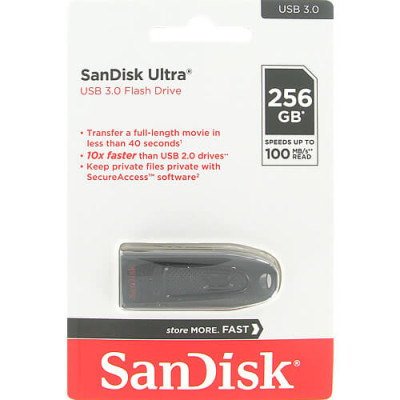 Флеш-накопичувач SanDisk USB 3.0 Ultra 256Gb (130Mb/s) Black Флеш-накопичувач SanDisk USB 3.0 Ultra 256Gb (130Mb/s) Black