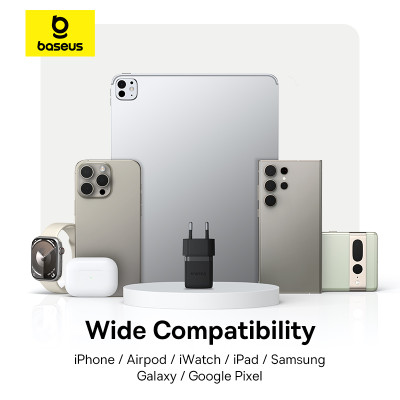 Мережевий зарядний пристрій з кабелем Baseus Palm Fast Charger 1C 20W EU Cosmic Black  set USB-C to iP 20W 1m