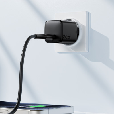 Мережевий зарядний пристрій ACEFAST A117 PD20W mini GaN USB-C fast charger Black