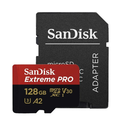 Карта пам'яті microSDXC (UHS-1 U3) SanDisk Extreme Pro A2 128Gb class 10 V30 (R200MB/s,W90MB/s) (adapter) Карта пам'яті microSDXC (UHS-1 U3) SanDisk Extreme Pro A2 128Gb class 10 V30 (R200MB/s,W90MB/s) (adapter)