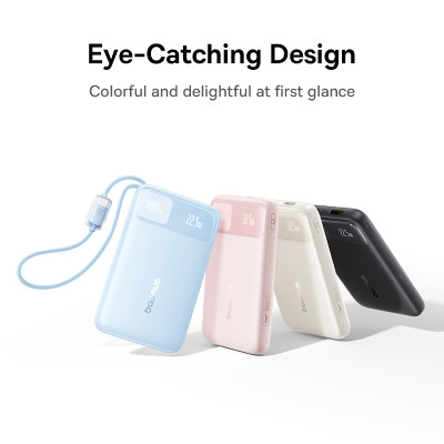 Зовнішній акумулятор Baseus EnerFill FC11 Digital Display Power Bank with Dual Built-in Cables 20000mAh 22.5W Cosmic Black Зовнішній акумулятор Baseus EnerFill FC11 Digital Display Power Bank with Dual Built-in Cables 20000mAh 22.5W Cosmic Black