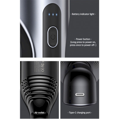 Автомобільний пилосос Usams US-ZB108-1 Mini Handheld Vacuum Cleaner Black Автомобільний пилосос Usams US-ZB108-1 Mini Handheld Vacuum Cleaner Black