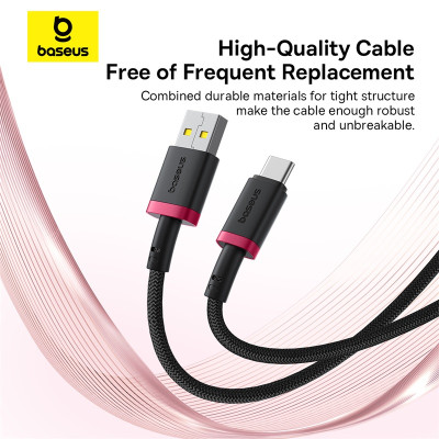 Кабель Baseus Dura Series Fast Charging Cable USB to Type-C 60W 1m Red+Black Кабель Baseus Dura Series Fast Charging Cable USB to Type-C 60W 1m Red+Black