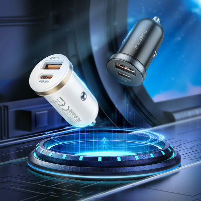Автомобільний зарядний пристрій BOROFONE BZ22 Scenery dual port PD30W+QC3.0 car charger Black Автомобільний зарядний пристрій BOROFONE BZ22 Scenery dual port PD30W+QC3.0 car charger Black