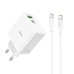 Мережевий зарядний пристрій HOCO C113A Awesome PD65W dual port(1A1C) charger White