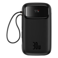 Зовнішній акумулятор Baseus QPow 2 Digital Display Fast-Charging Power Bank with 2 Built-in Type-C Cable 20000mAh 30W Cluster Black
