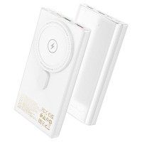 Зовнішній акумулятор HOCO Q22 Taurus 22.5W+PD20W magnetic fully compatible power bank with digital display(10000mAh) White