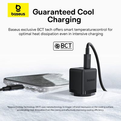 Мережевий зарядний пристрій з кабелем Baseus Palm Fast Charger C+U 30W EU Cluster Black (with Baseus Mini White Cable USB-C to USB-C 60W (20V/3A) 1m)