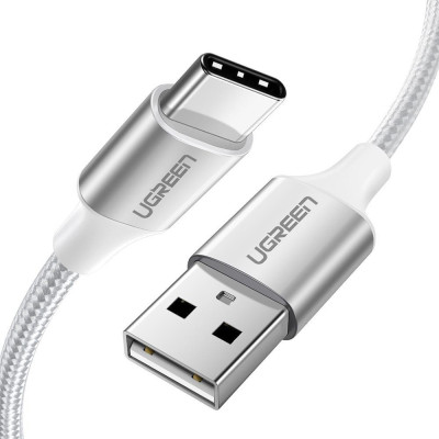 Кабель UGREEN US288 USB-A 2.0 to USB-C Cable Nickel Plating Aluminum Braid 1m (White) Кабель UGREEN US288 USB-A 2.0 to USB-C Cable Nickel Plating Aluminum Braid 1m (White)