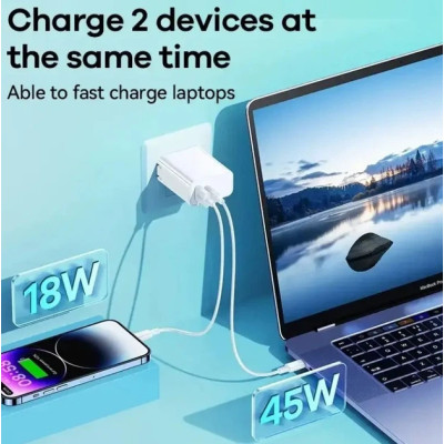 Мережевий зарядний пристрій REMAX Kiddy Series 65W A+C Fast Charger RP-U125 EU-White Мережевий зарядний пристрій REMAX Kiddy Series 65W A+C Fast Charger RP-U125 EU-White