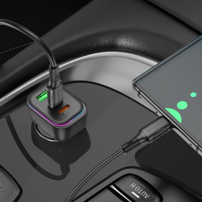 Автомобільний зарядний пристрій BOROFONE BZ28C Trophie PD60W(2C1A) car charger Black Автомобільний зарядний пристрій BOROFONE BZ28C Trophie PD60W(2C1A) car charger Black