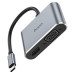 USB-хаб HOCO HB30 Eco Type-C multi-function converter(HDTV+VGA+USB3.0+PD) Metal Gray