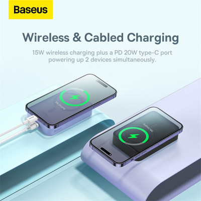Зовнішній акумулятор Baseus Magnetic Mini Wireless Fast Charge Power Bank 20000mAh 20W Black