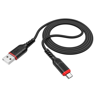 Кабель HOCO X59 USB to Micro 2.4A, 1m, nylon, TPE connectors, Black Кабель HOCO X59 USB to Micro 2.4A, 1m, nylon, TPE connectors, Black