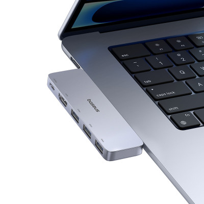 USB-хаб Baseus UltraJoy Series 5-Port HUB Space Grey (USB-C*2 to USB-C 40Gbps*1+HDMI 4K@30Hz*1+USB3.0*3）