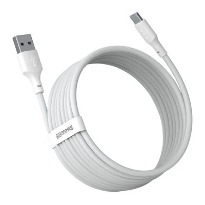Кабель Baseus Simple Wisdom Data Cable Kit USB to Type-C 5A (2PCS/Set)1.5m White Кабель Baseus Simple Wisdom Data Cable Kit USB to Type-C 5A (2PCS/Set)1.5m White