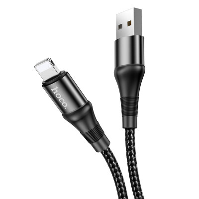 Кабель HOCO X50 USB to iP 2.4A, 1m, nylon, aluminum connectors, Black Кабель HOCO X50 USB to iP 2.4A, 1m, nylon, aluminum connectors, Black