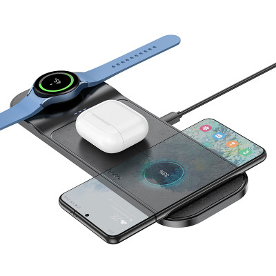 Бездротовий зарядний пристрій HOCO CQ6 Power 3-in-1 wireless fast charger(SAM Watch) Black