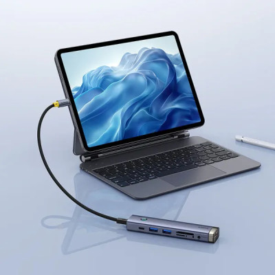 USB-хаб Baseus UltraJoy Series 7-Port HUB AIR Space Grey (Type-C to HDMI4K@60Hz*1+USB3.0*2+PD*1+SD/TF3.0*1+3.5mm*1) USB-хаб Baseus UltraJoy Series 7-Port HUB AIR Space Grey (Type-C to HDMI4K@60Hz*1+USB3.0*2+PD*1+SD/TF3.0*1+3.5mm*1)