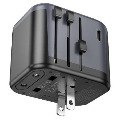 Мережевий зарядний пристрій BOROFONE BAC12 Leader 3-port(1C2A) universal conversion charger Black