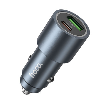 Автомобільний зарядний пристрій HOCO Z60 Bloom 48W dual-port PD30W+QC3.0 multi-protocol car charger Metal Gray Автомобільний зарядний пристрій HOCO Z60 Bloom 48W dual-port PD30W+QC3.0 multi-protocol car charger Metal Gray