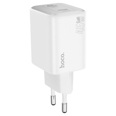 Мережевий зарядний пристрій з кабелем HOCO N42 Elogiado dual-port PD45W(2C) charger set(C to iP) White