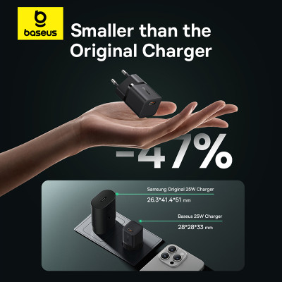 Мережевий зарядний пристрій Baseus GaN5 Fast Charger (mini) 1C 25W EU Cluster Black Мережевий зарядний пристрій Baseus GaN5 Fast Charger (mini) 1C 25W EU Cluster Black