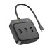 USB-Hub HOCO HB35 Easy link 4-in-1 100 Mbps Ethernet Adapter(Type-C to USB2.0*3+RJ45)(L=0.2M) Black