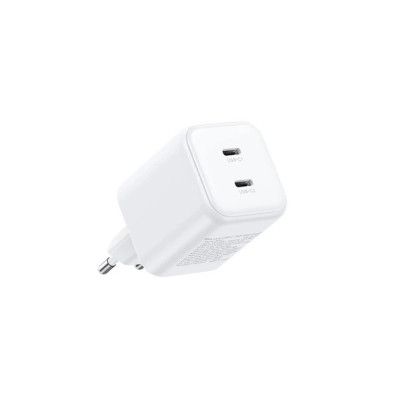 Мережевий зарядний пристрій UGREEN X526 45W Dual USB-C GaN Fast Charger EU White Мережевий зарядний пристрій UGREEN X526 45W Dual USB-C GaN Fast Charger EU White
