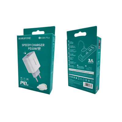 Мережевий зарядний пристрій BOROFONE BA38A Plus Speedy PD20W White