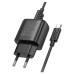Мережевий зарядний пристрій з кабелем HOCO C140A Smart single port QC3.0 charger set(Type-C)(EU) Black Мережевий зарядний пристрій з кабелем HOCO C140A Smart single port QC3.0 charger set(Type-C)(EU) Black