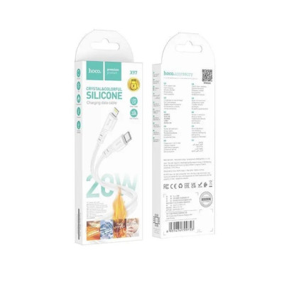 Кабель HOCO X97 Crystal color silicone charging data cable iP white Кабель HOCO X97 Crystal color silicone charging data cable iP white
